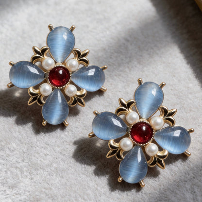 Blue Cat Eye Studs