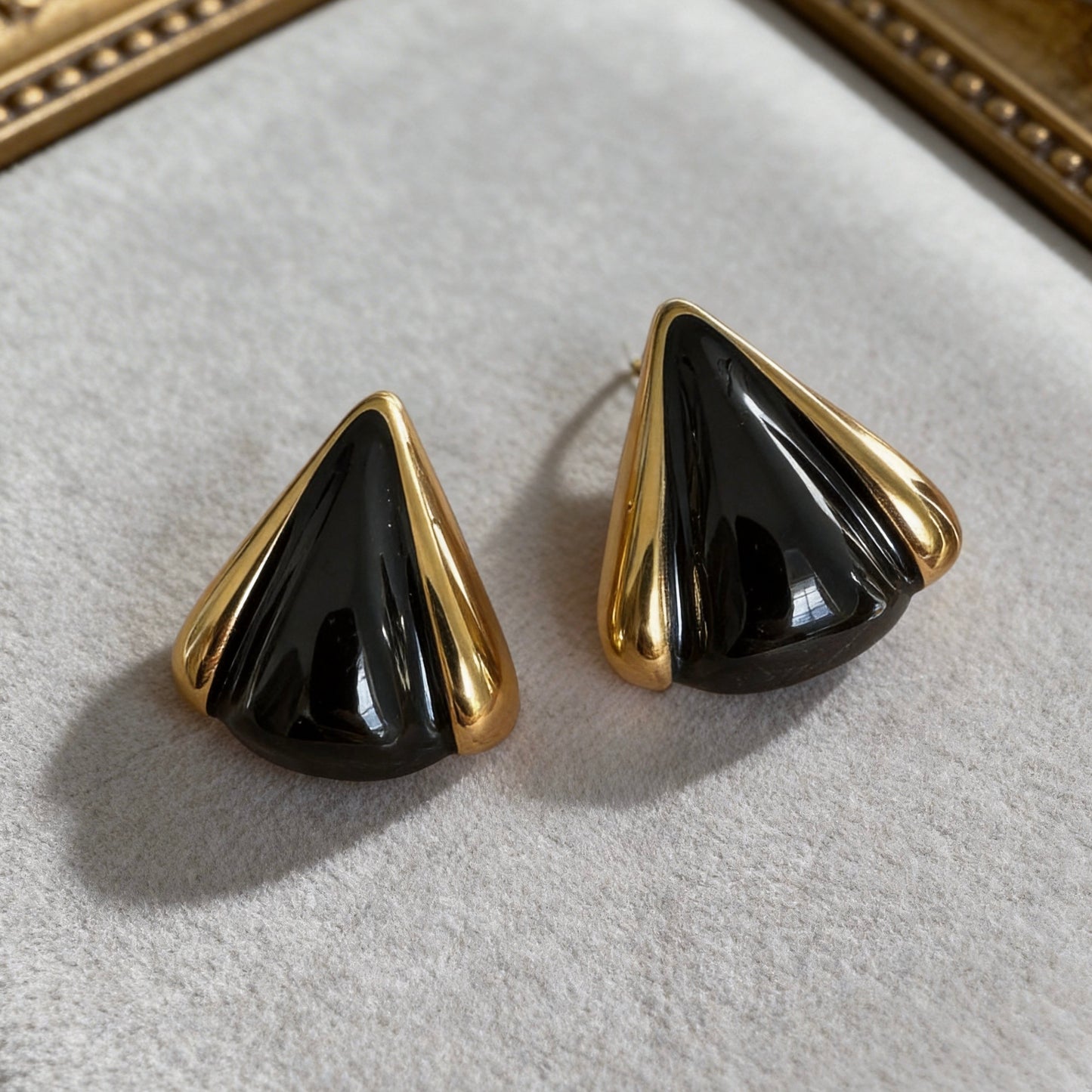 Vintage Black Onyx Stud Earrings