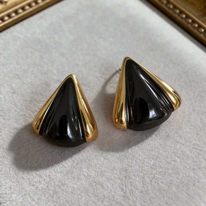 Vintage Black Onyx Stud Earrings