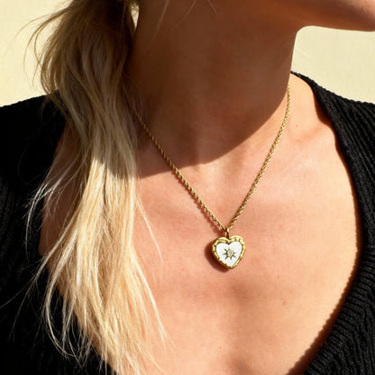Gold Heart Sun Pendant Necklace