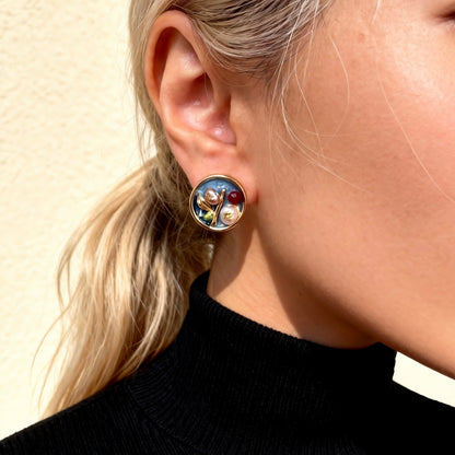 Artistic Floral Mixed Gem Earrings