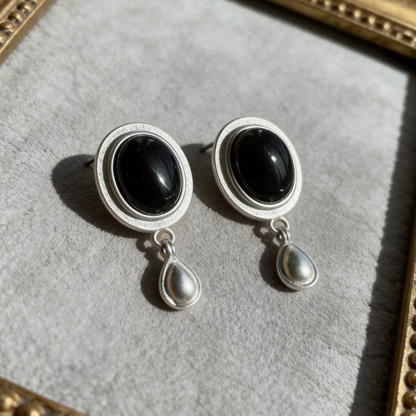 Black Agate Drop Earrings