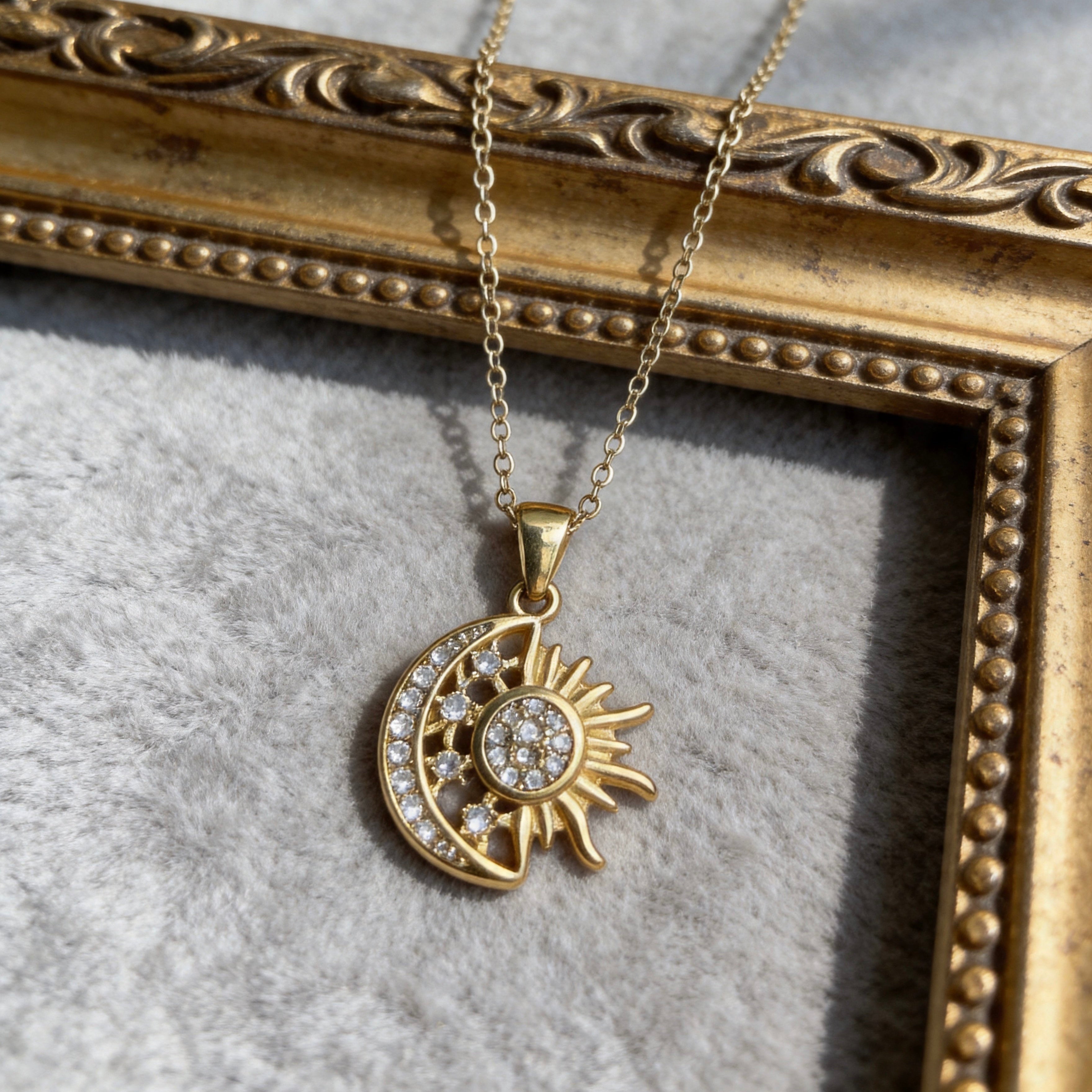 Sun & Moon Crystal Pendant Necklace