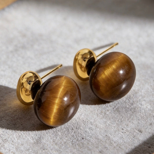 Tiger Eye Gold Studs