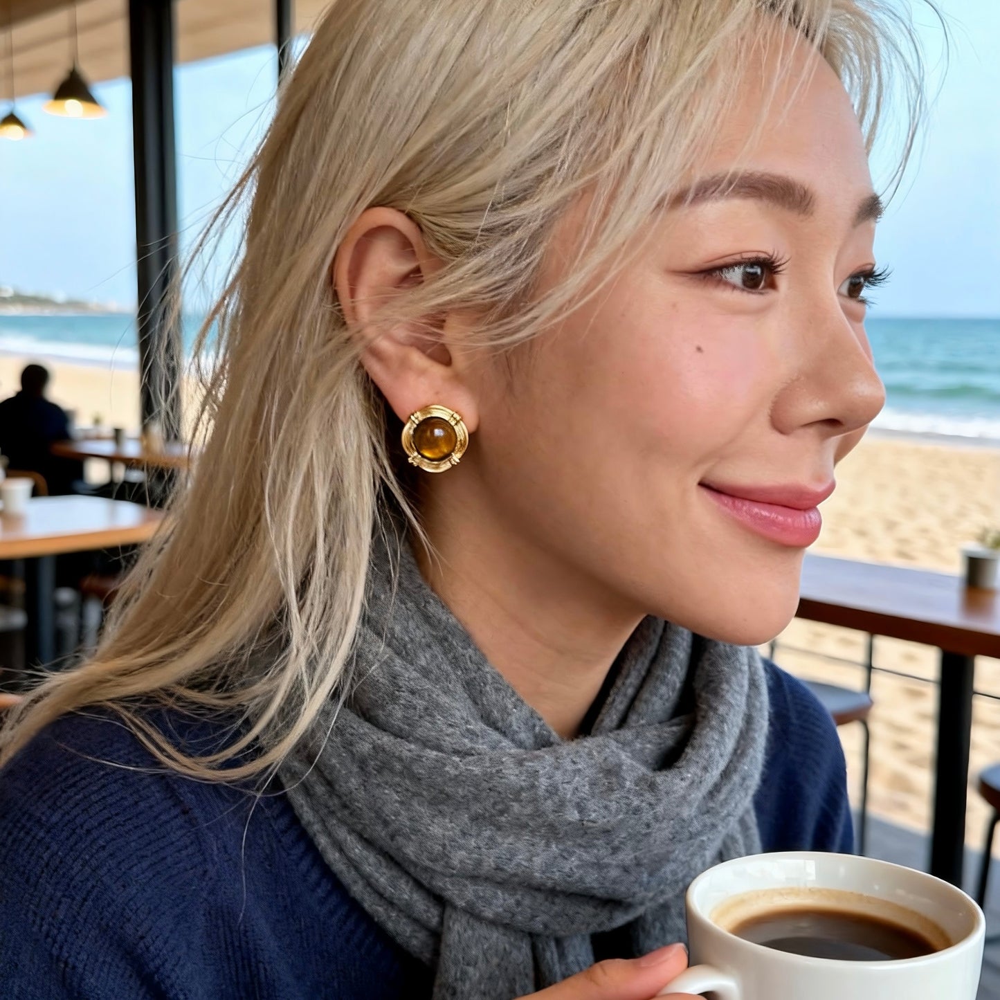 Tiger Eye Stud Earrings