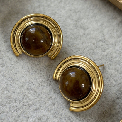 Arc Tiger Eye Earrings