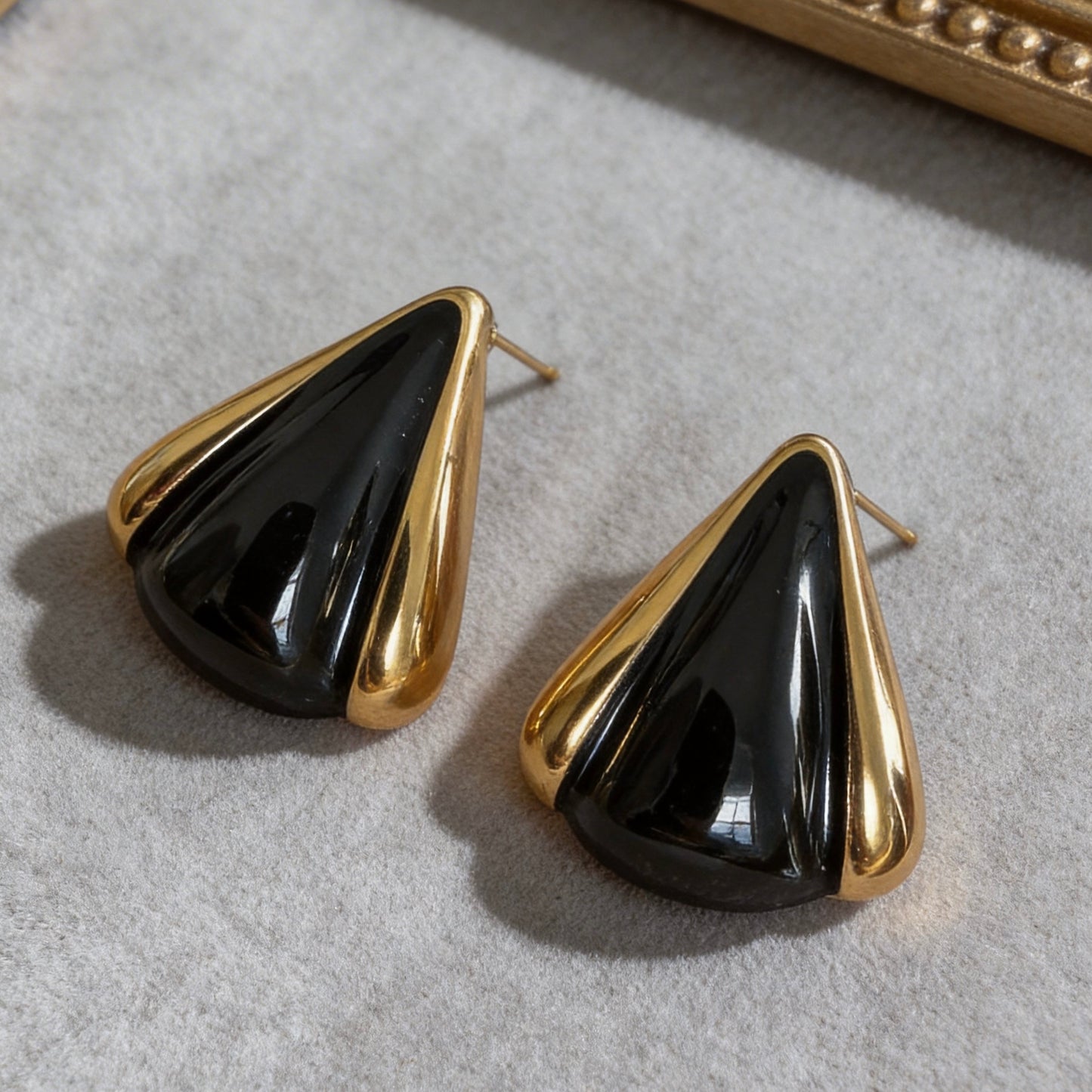 Vintage Black Onyx Stud Earrings