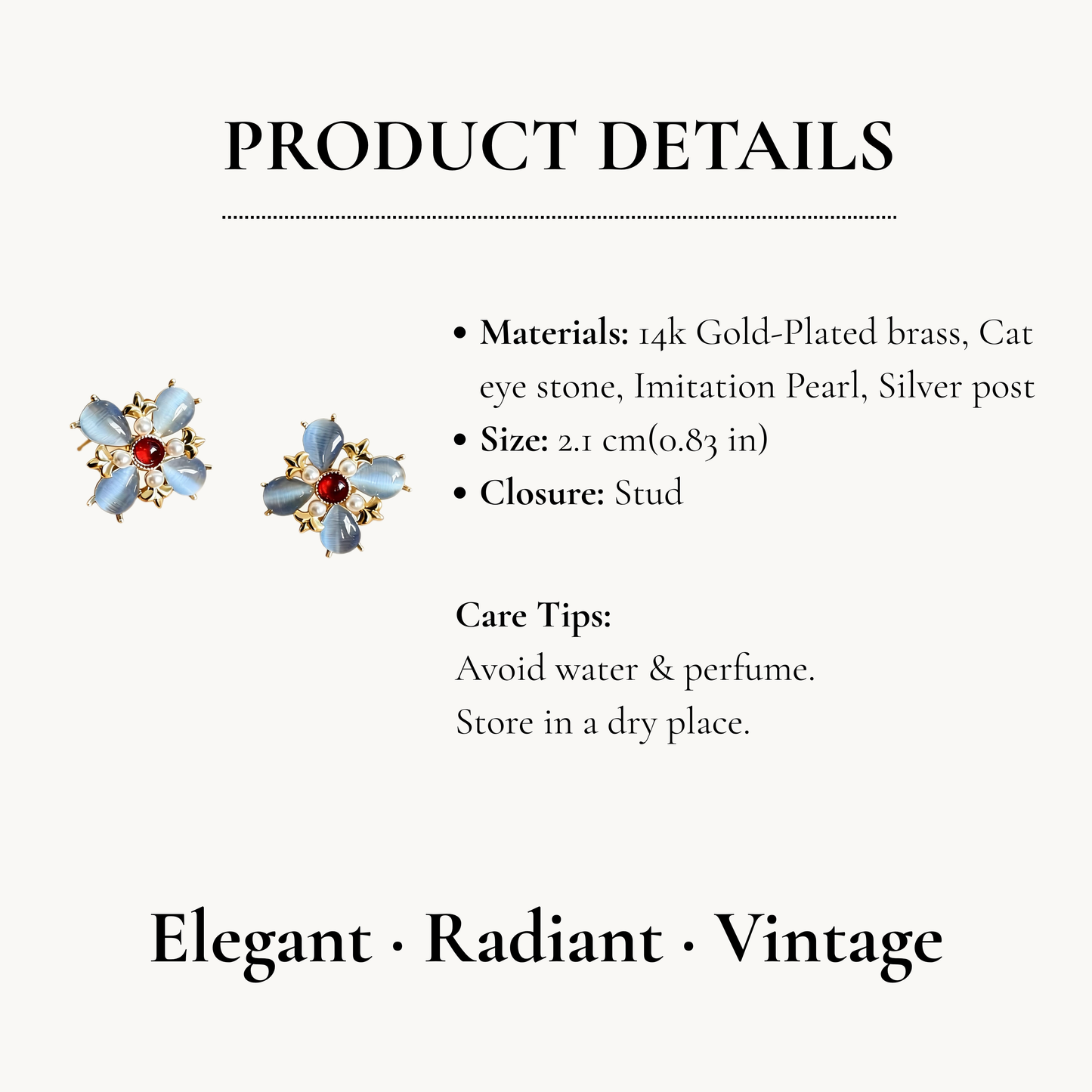 Blue Cat Eye Studs