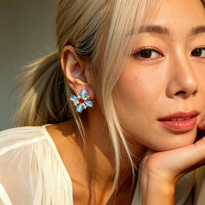 Blue Cat Eye Studs