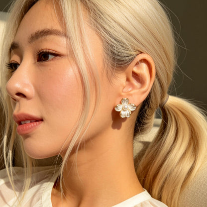 Floral Pearl Stud Earrings