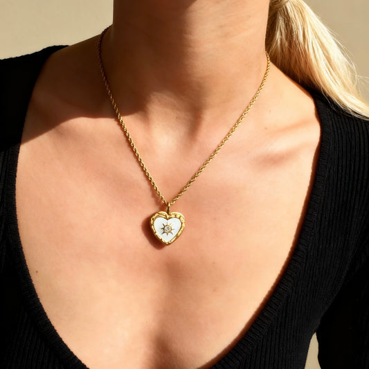 Gold Heart Sun Pendant Necklace