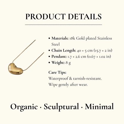 Organic Gold Bean Pendant Necklace