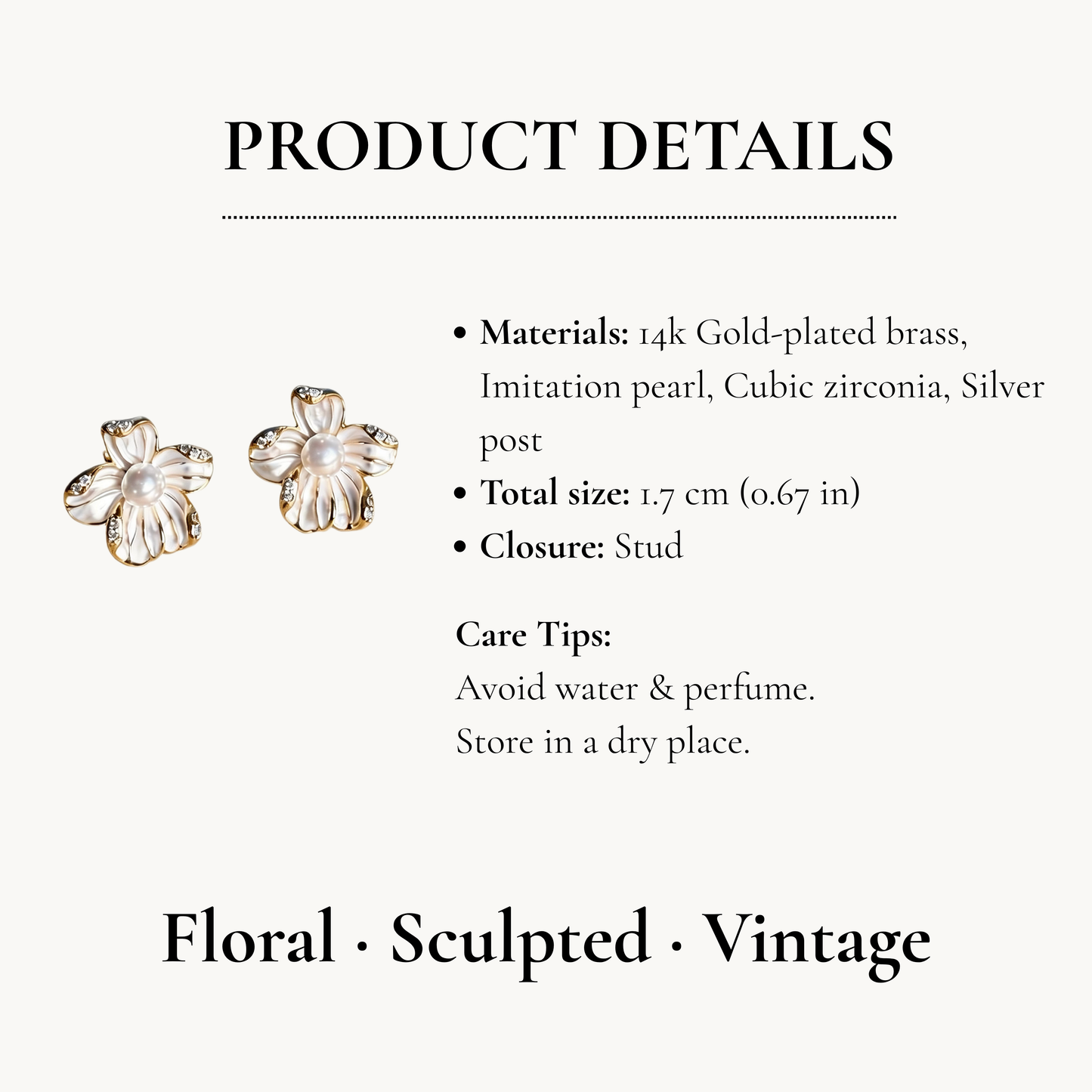 Floral Pearl Stud Earrings