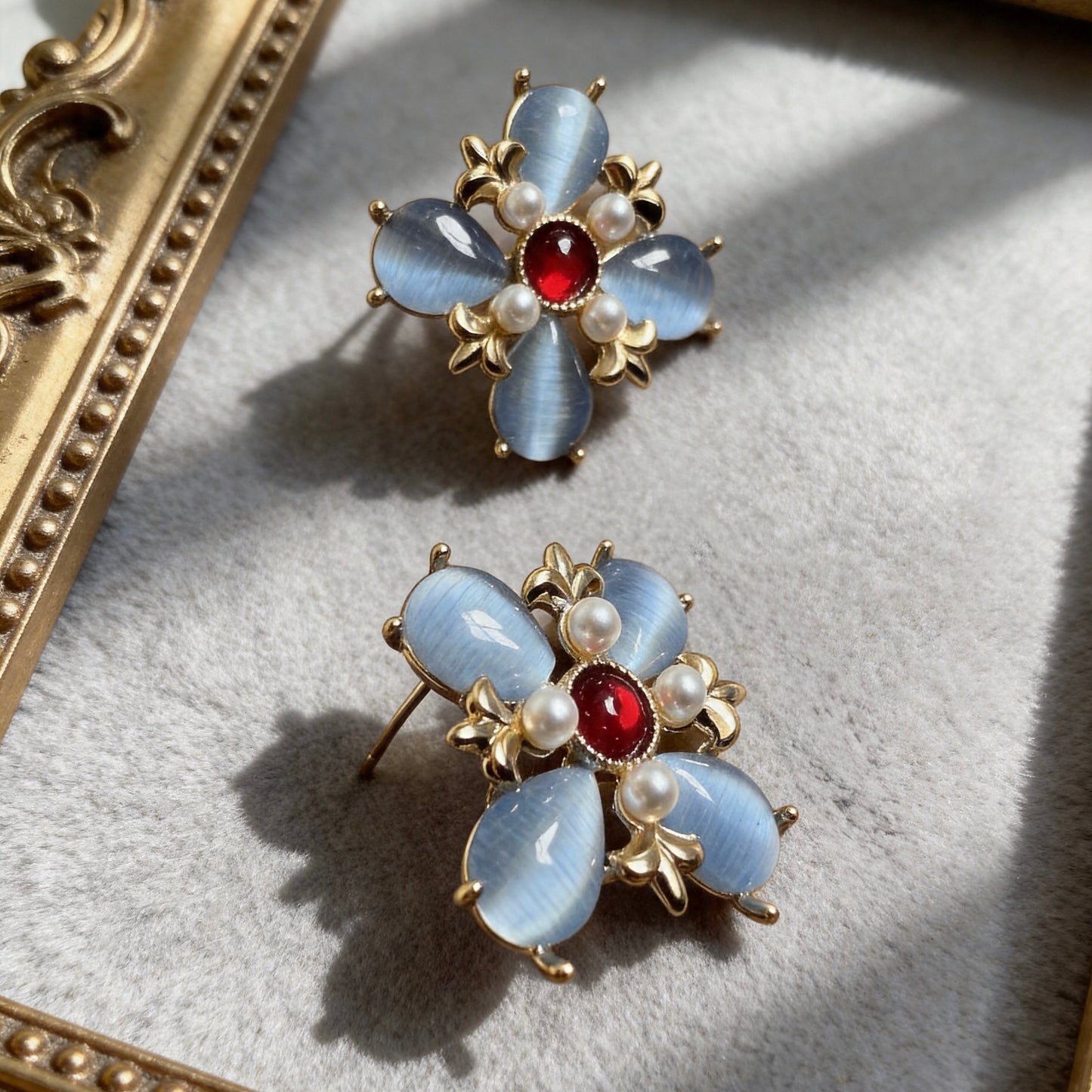Blue Cat Eye Studs