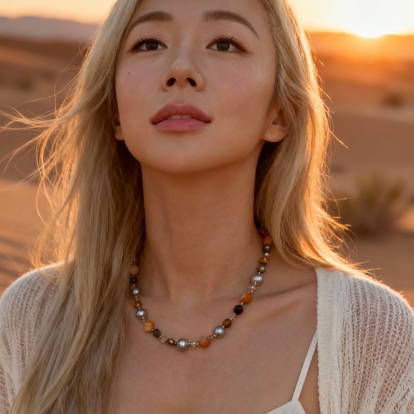 Golden Mixed Stones Necklace