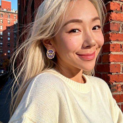 Vintage Purple Cameo Butterfly Earrings