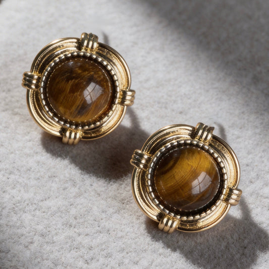 Tiger Eye Stud Earrings