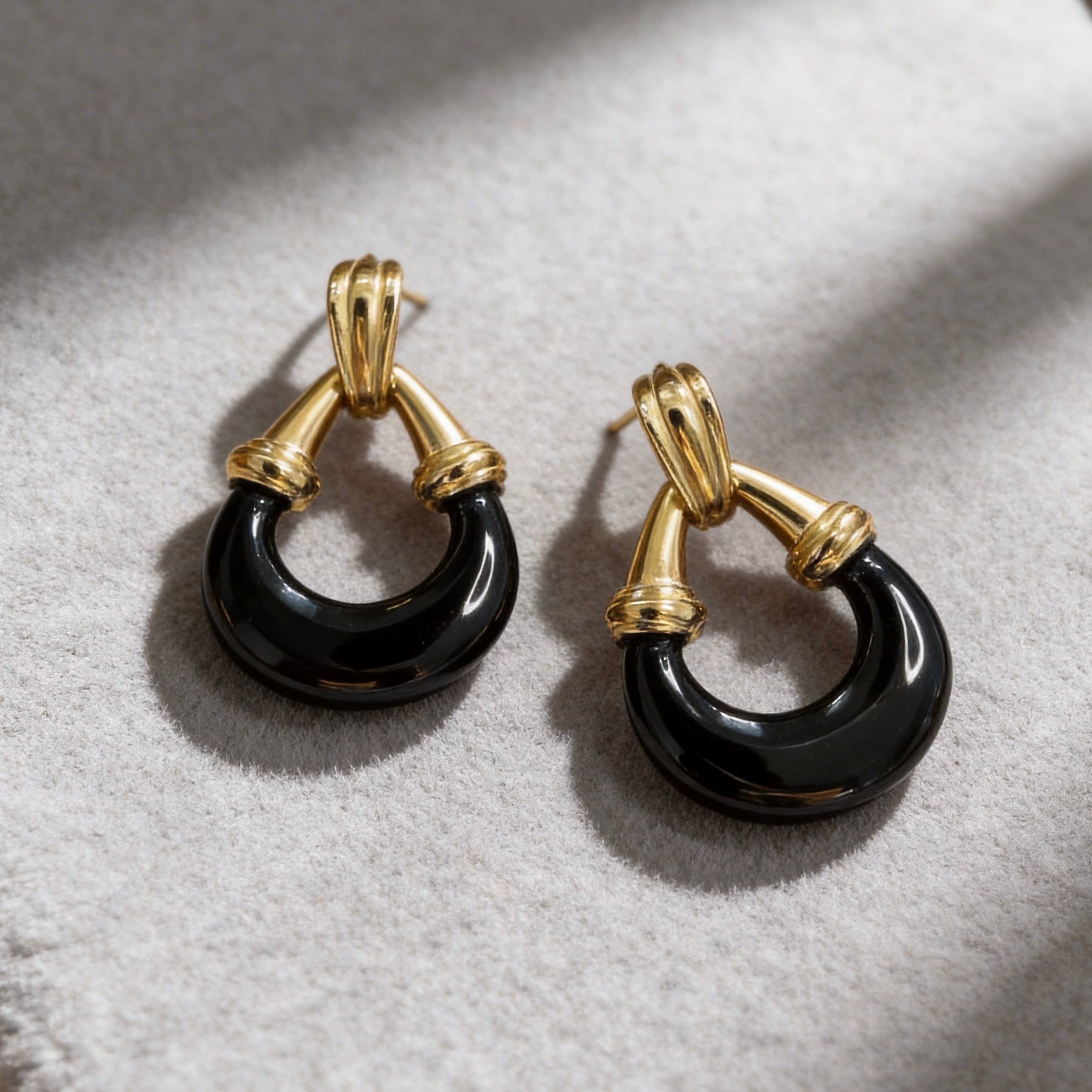 Black Gold Hoop Earrings