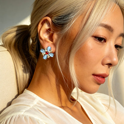 Blue Cat Eye Studs