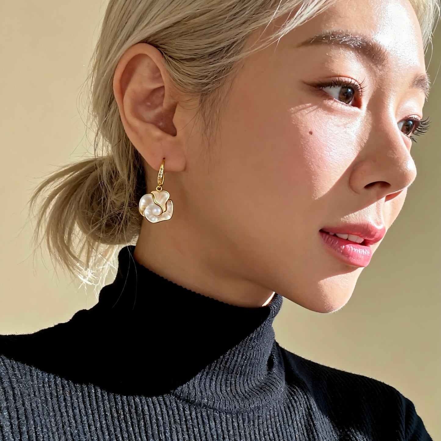 Mother-of-Pearl Petal Drop Earrings