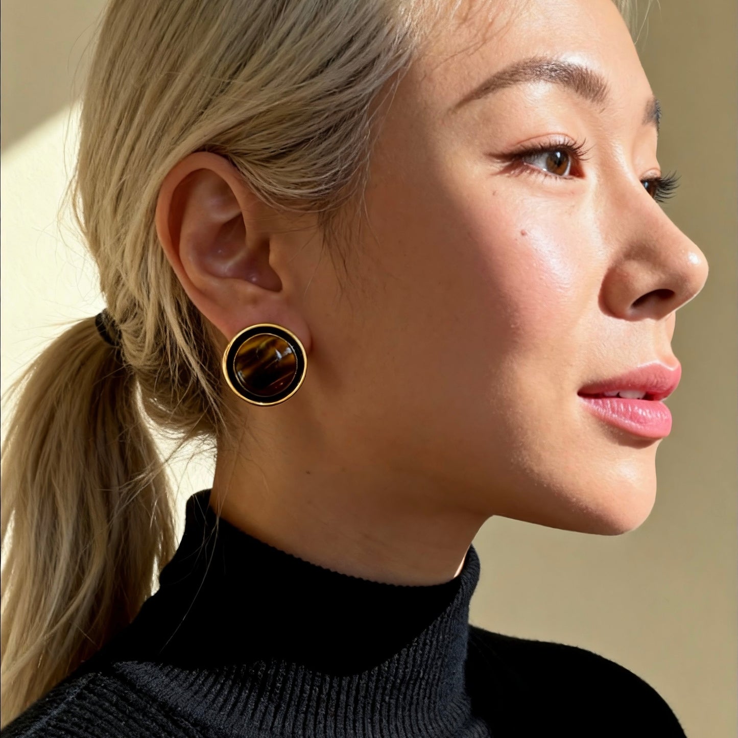 Vintage Tiger Eye Stud Earrings