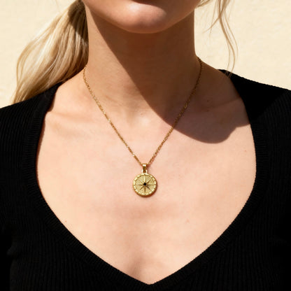 Gold Compass Star Pendant Necklace