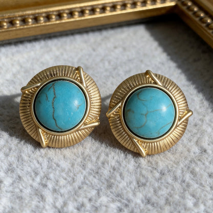 Turquoise Round Stud Earrings
