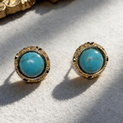 Turquoise Small Round Stud Earrings