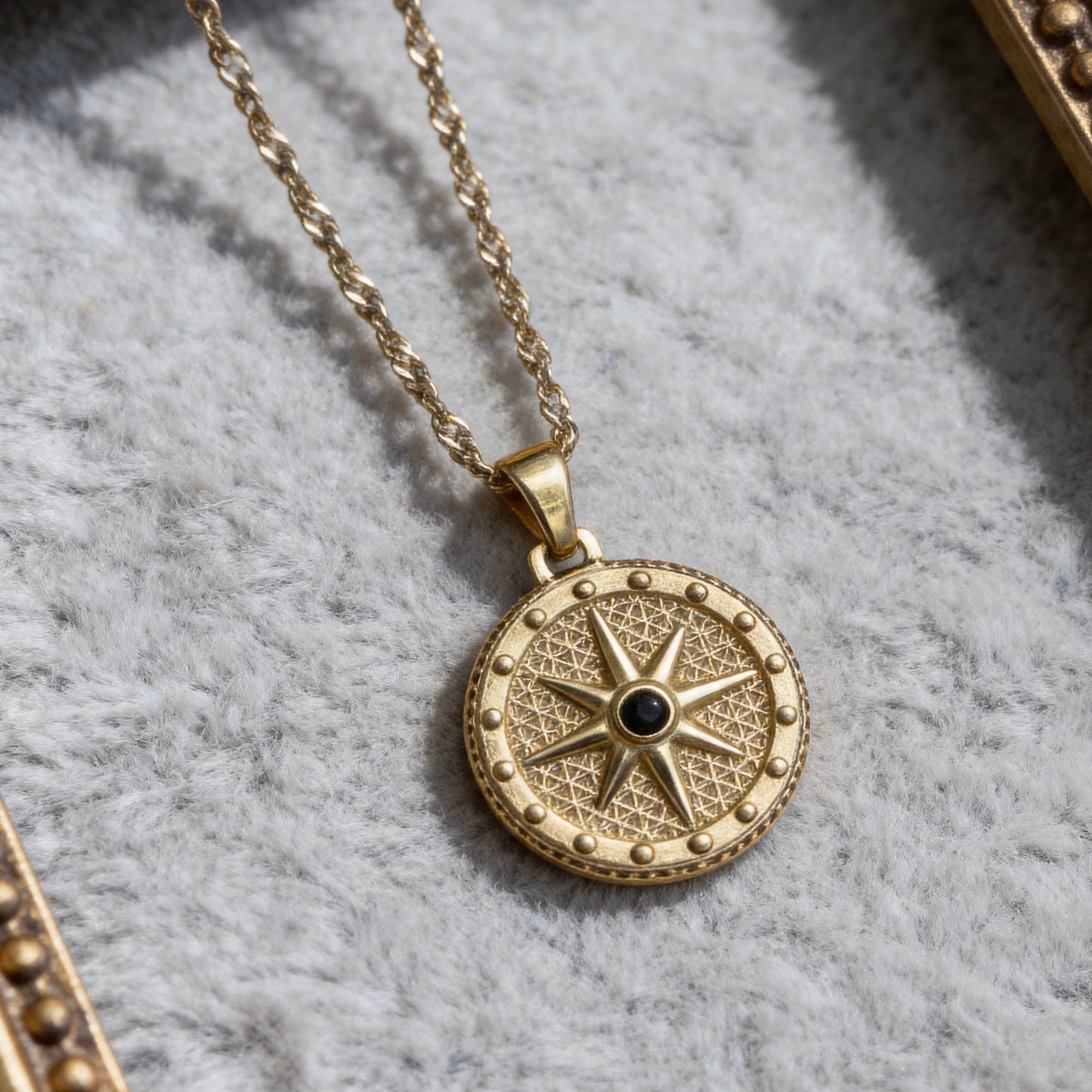 Gold Compass Star Pendant Necklace