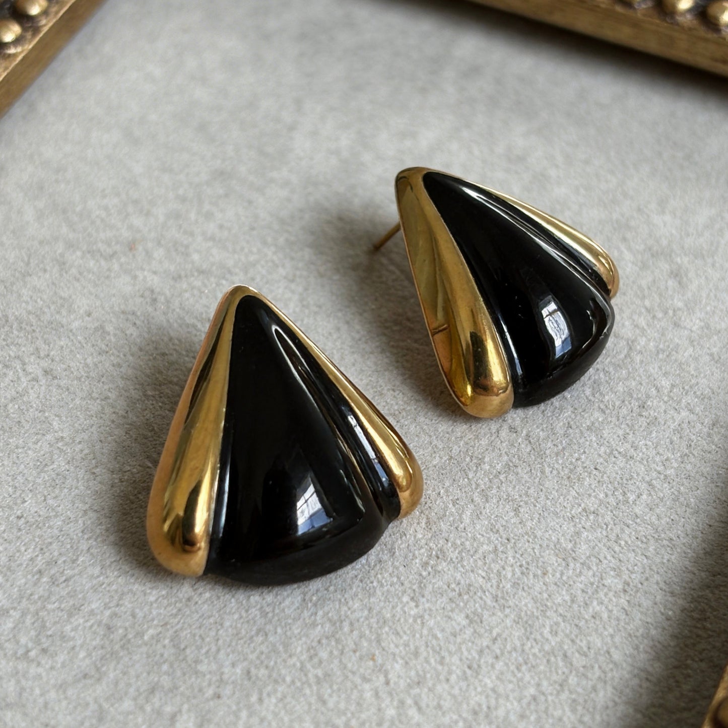 Vintage Black Onyx Stud Earrings