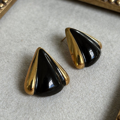 Vintage Black Onyx Stud Earrings
