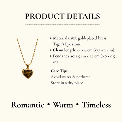 Tiger Eye Heart Pendant Necklace