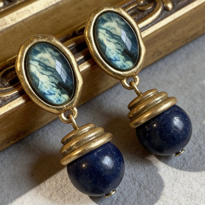 Vintage Lapis Lazuli Drop Earrings