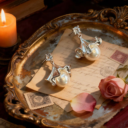 Ballet Skirt Pearl Drop Earrings