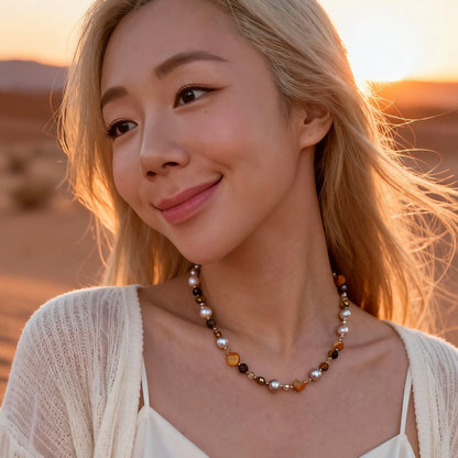 Golden Mixed Stones Necklace