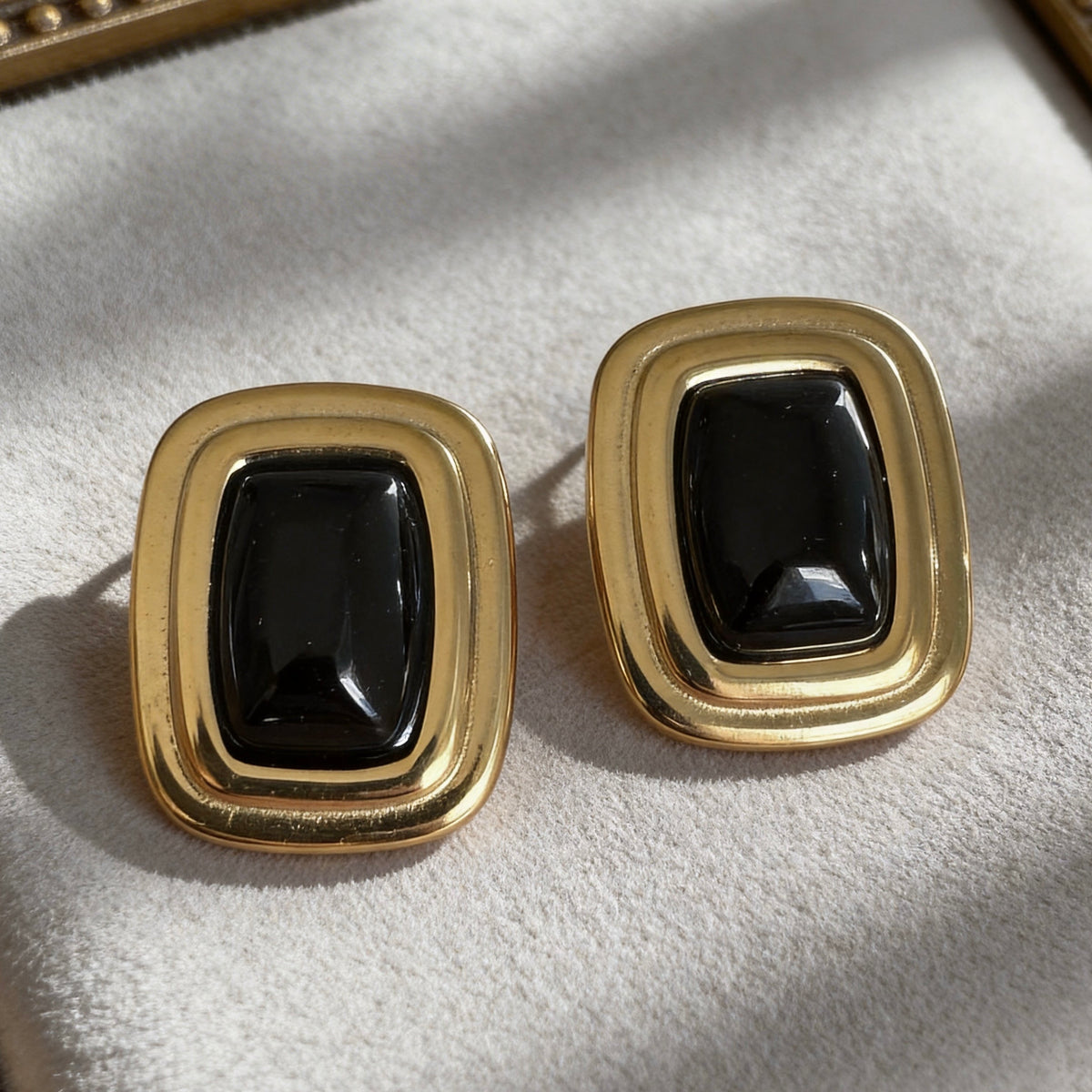 Vintage Black Onyx Stud Earrings