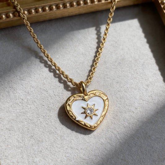 Gold Heart Sun Pendant Necklace