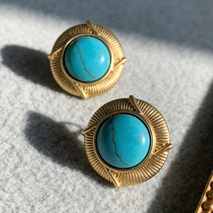 Turquoise Round Stud Earrings