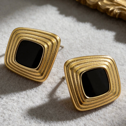 Layered Black Gold Studs