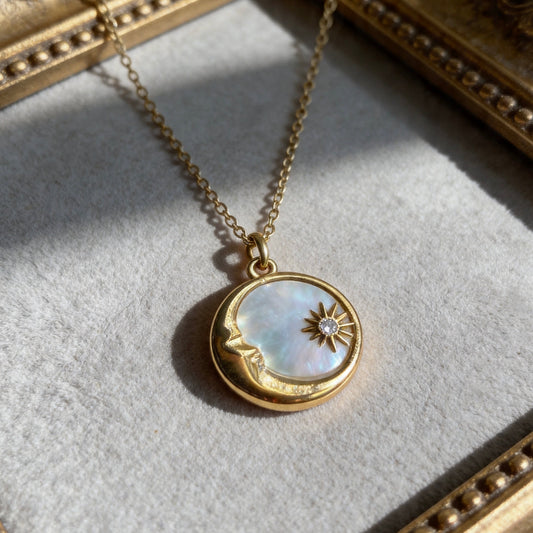 Sun & Moon Mother-of-Pearl Pendant Necklace