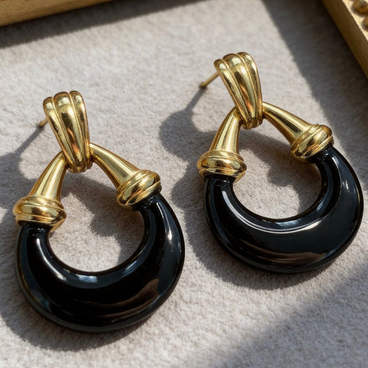 Black Gold Hoop Earrings