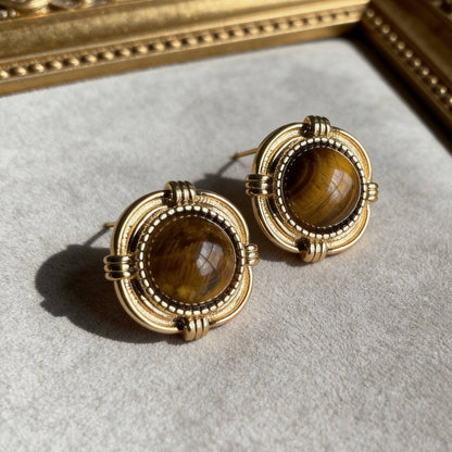Tiger Eye Stud Earrings