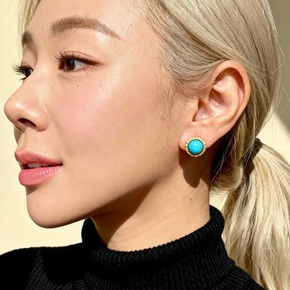 Turquoise Small Round Stud Earrings