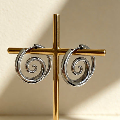 Silver Swirl Hoop Earrings