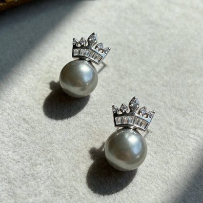 Crown Pearl Stud Earrings