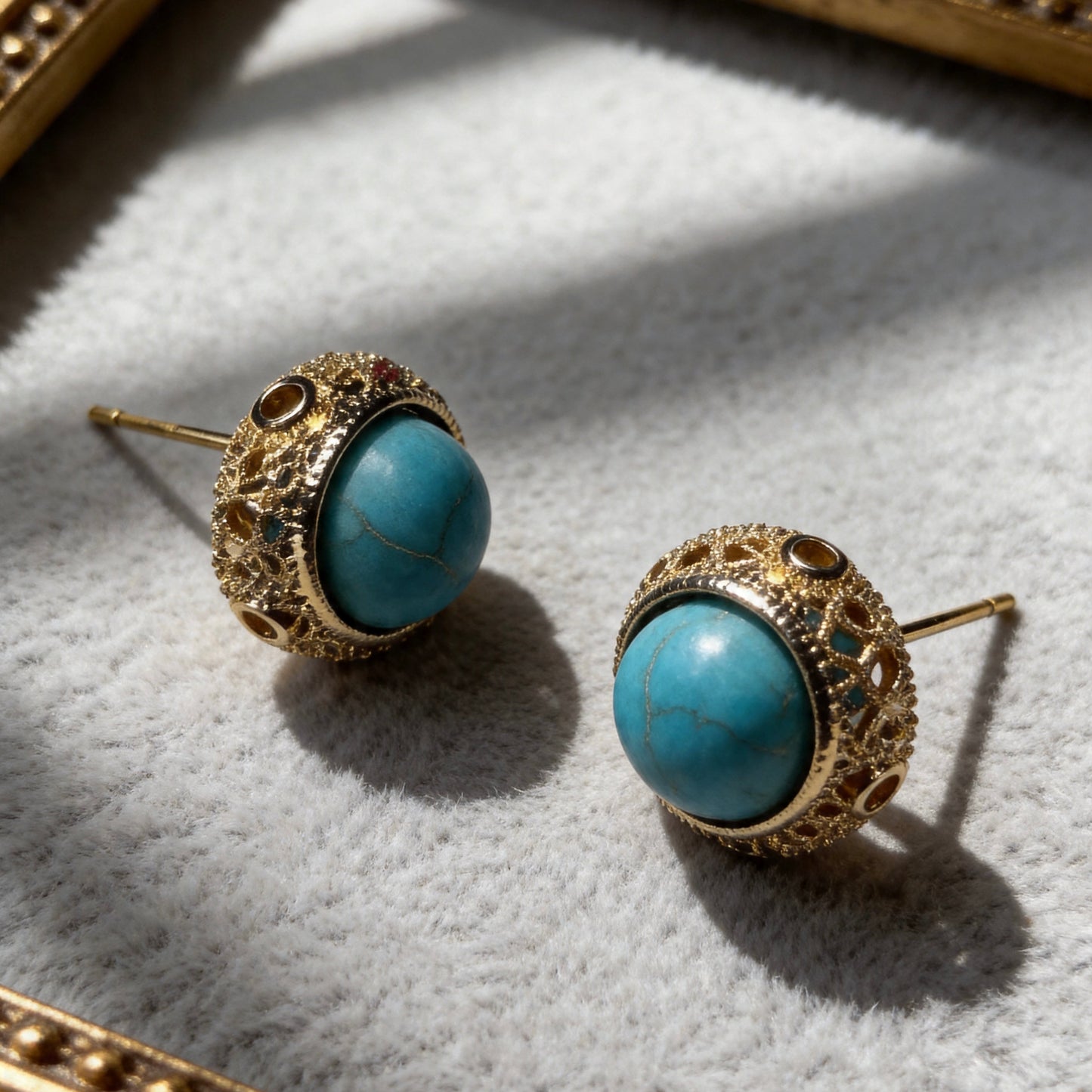 Turquoise Small Round Stud Earrings
