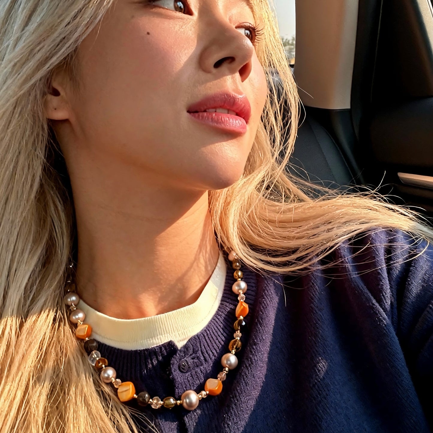 Golden Mixed Stones Necklace