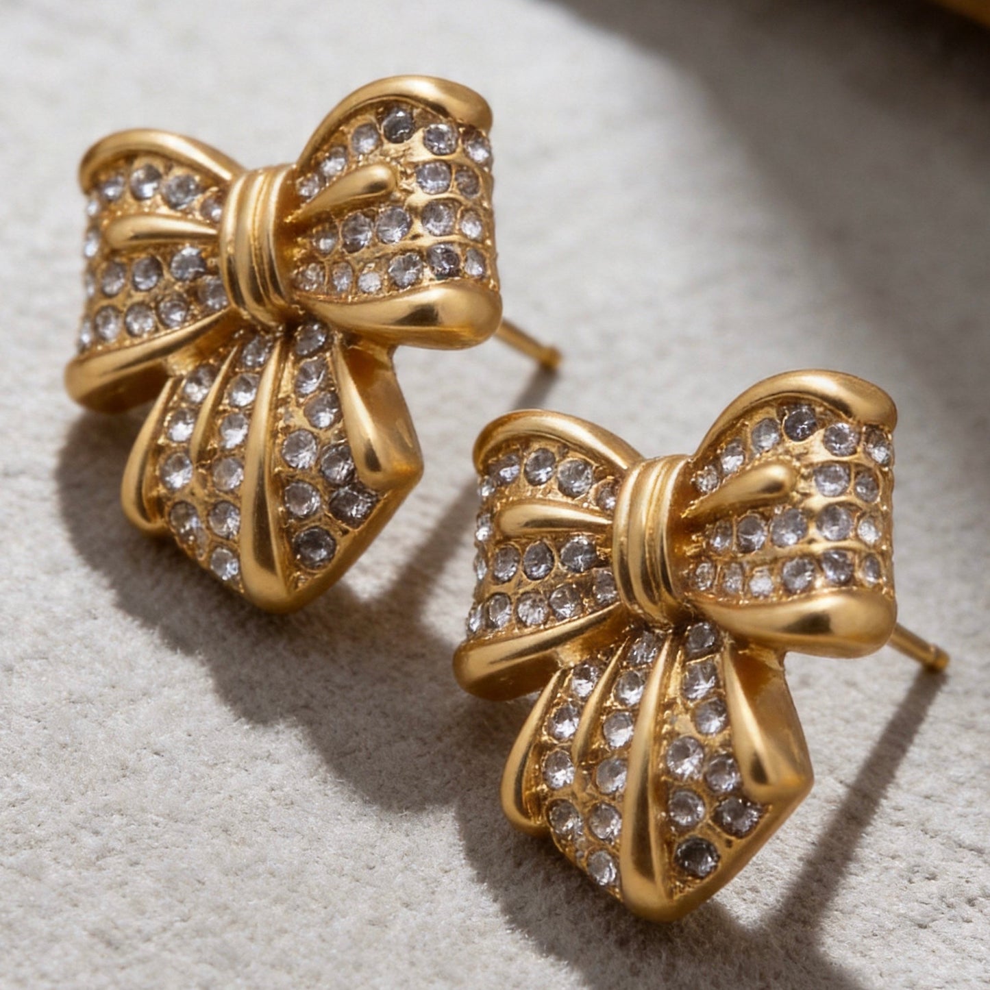 Gold Bow Stud Earrings