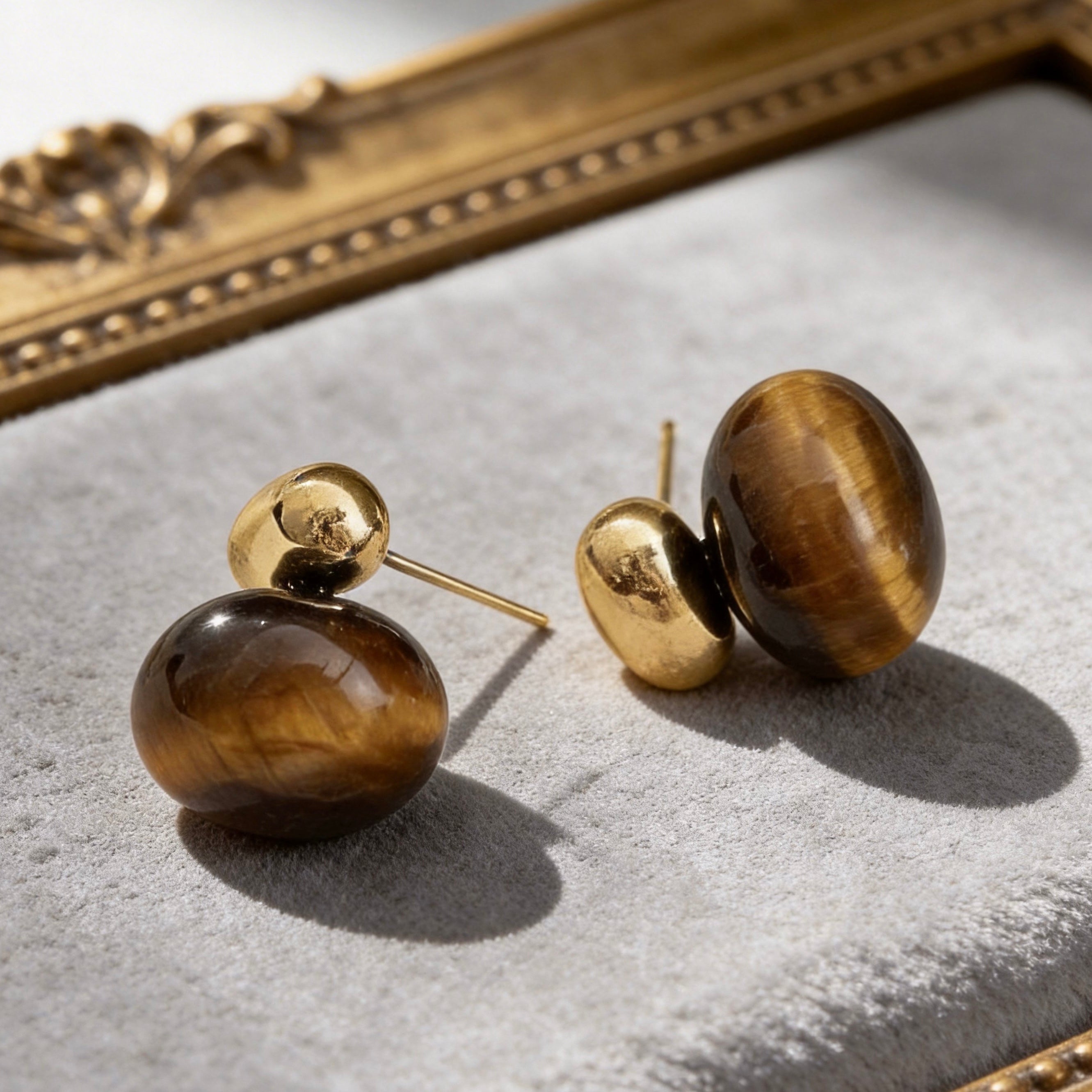 Tiger Eye Gold Studs