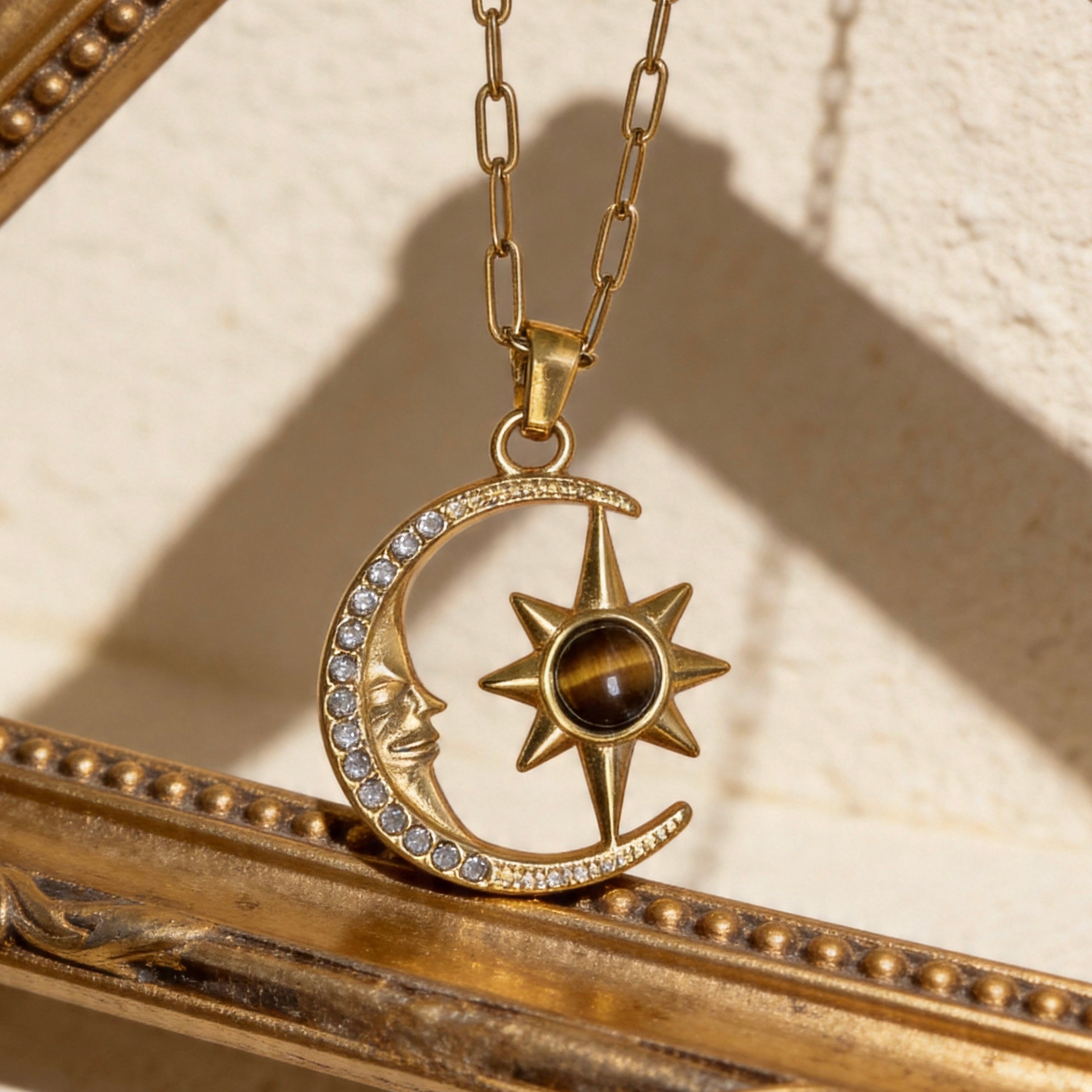 Moon & Sun Gold Pendant Necklace